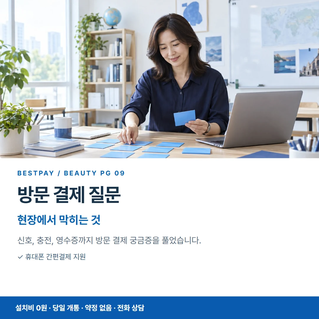 베스트페이 카드뉴스 9 · 방문 결제 질문 현장에서 막히는 것